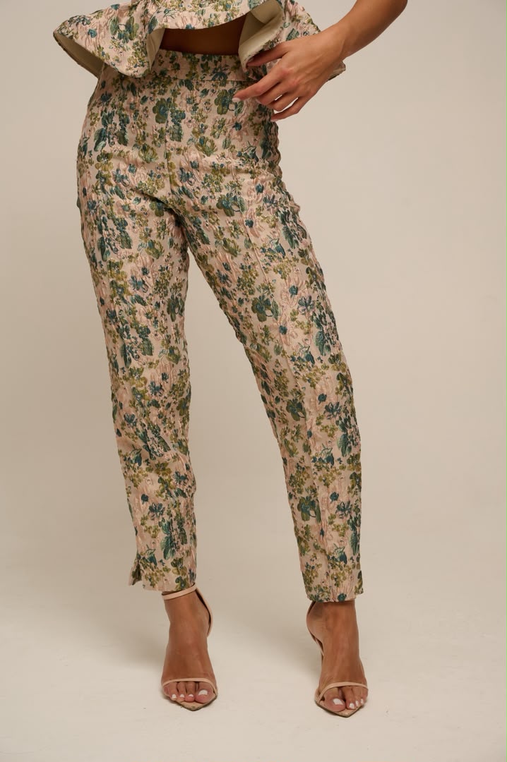 Capri floral brocade Green olive