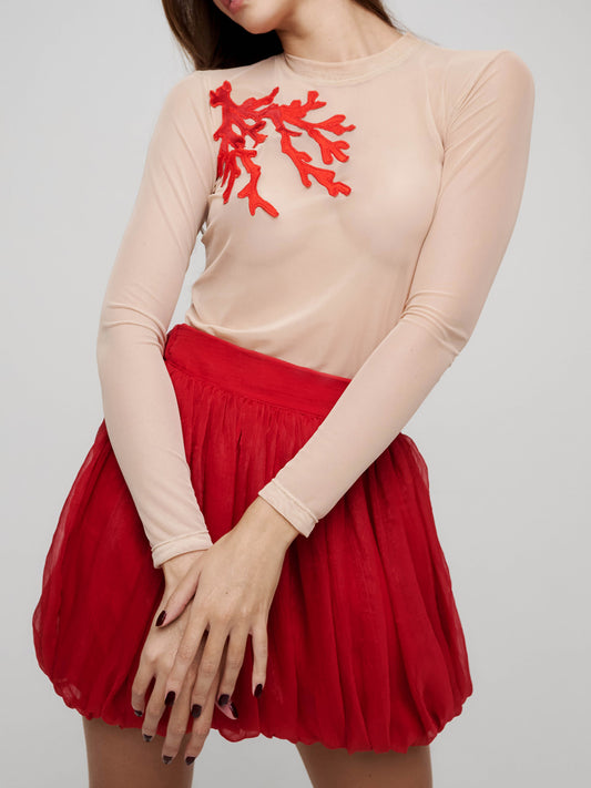 Mesh Top / bordado coral