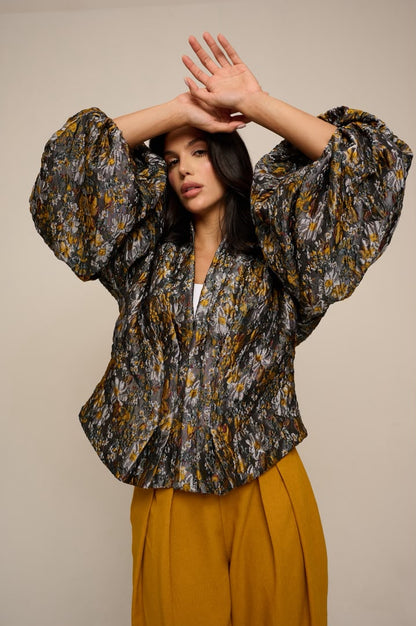 Renata Jacket  Floral mustard Brocade