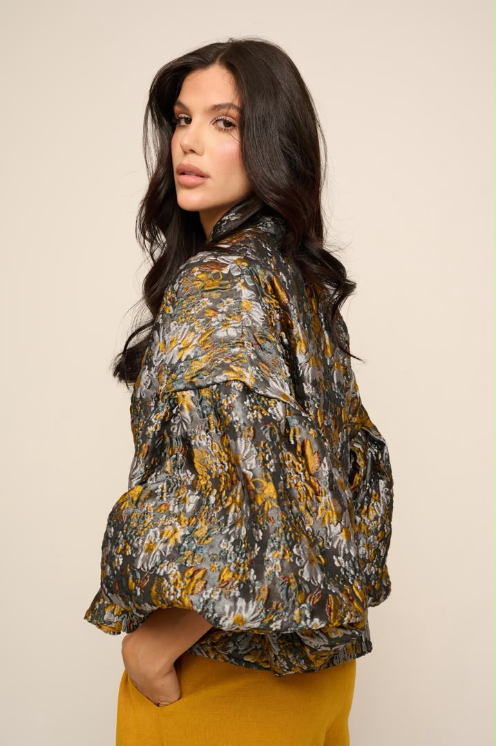 Renata Jacket  Floral mustard Brocade